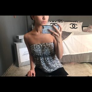 Strapless black and white top